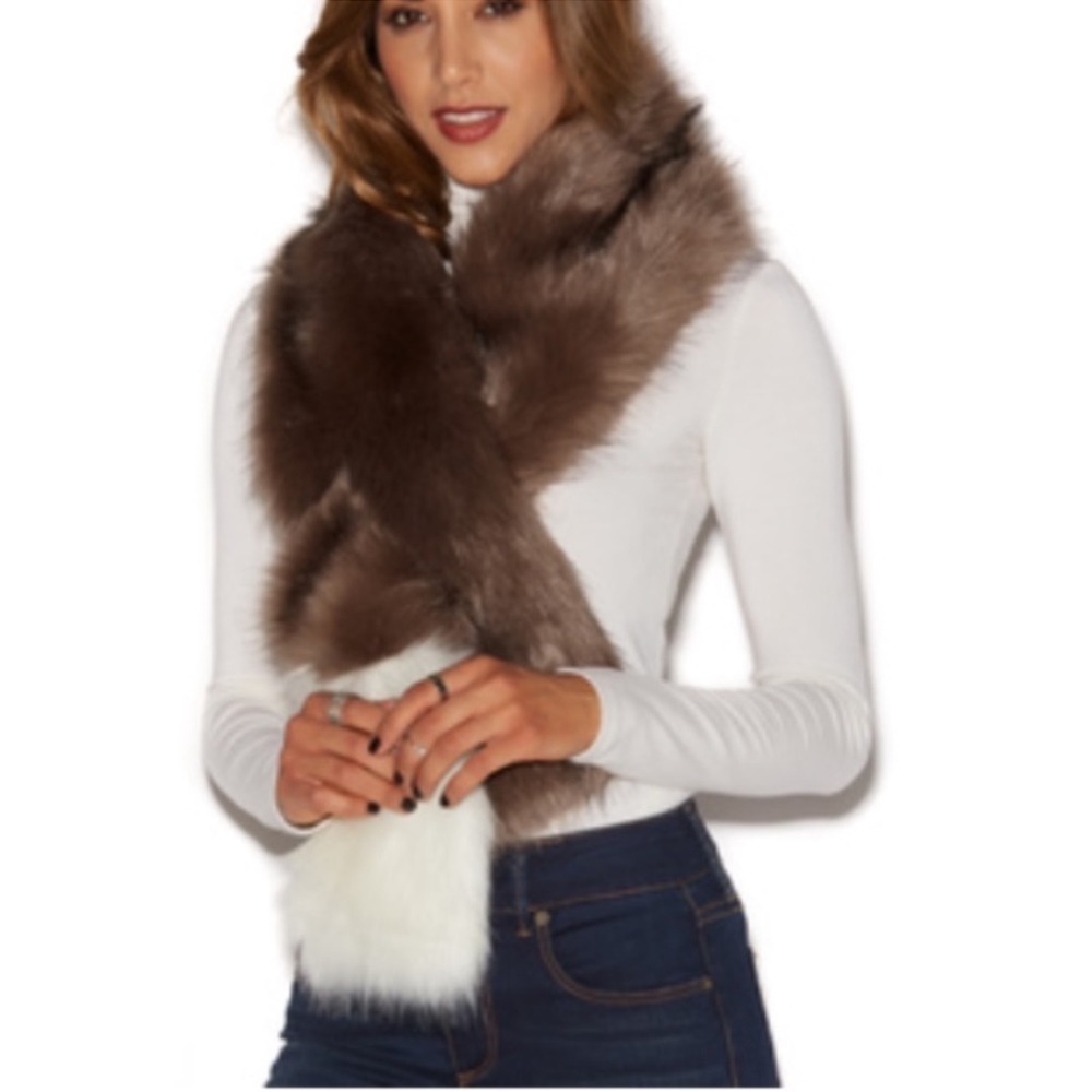JustFab Faux Fur Dipped Fur Stole 58” Long